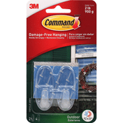 3M Command Outdoor Clear Window Hooks with Clear Strips Clear Medium, 2 hooks, 4 strips/pk