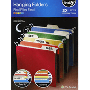 find it Hanging Folders, Assorted Colors, Letter Size