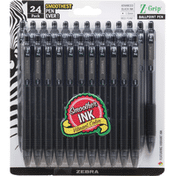 Zebra Pens, Ballpoint, Advanced Black Ink, Med Point, 24 Pack