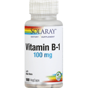 Solaray Vitamin B-1, with Aloe Vera, 100 mg, VegCaps
