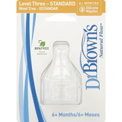 Dr Brown's Silicone Nipples, Level Three-Standard, 6+ Months