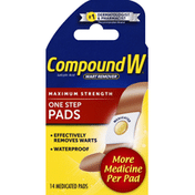 CompoundW Wart Remover, Maximum Strength, One Step Pads