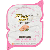 Purely Fancy Feast Cat Food, Gourmet, Seared Salmon Entree with Spinach, In Gravy, Petites