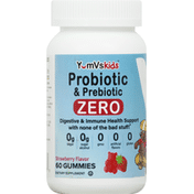 YumVs Probiotic & Prebiotic, Zero, Gummies, Strawberry Flavor
