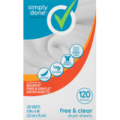 Simply Done Dryer Sheets, Free & Clear