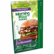 Morning Star Farms Veggie Burgers, Plant Based Protein Vegan Meat, Cheezeburger