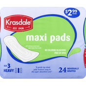 Krasdale Maxi Pads, Heavy, Size 3