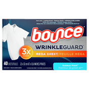Bounce Wrinkleguard Mega Dryer Sheets, Fabric Softener And Wrinkle Releaser
