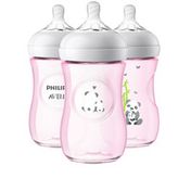 Philips Avent Avent Natural Baby Bottle Pink With Panda Design, 9oz, 3pk, SCF669/37