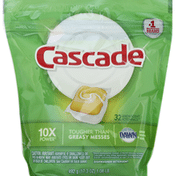 Cascade Dishwasher Detergent, Lemon Scent, Action Pacs