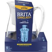 Brita Large Cup Water Filter Pitcher with Longlast+ Filter, BPA Free, Monterey, Cloud White