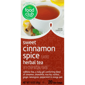 Food Club Herbal Tea, Sweet Cinnamon Spice, Tea Bags