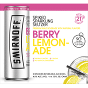 Smirnoff Sparkling Seltzer, Berry Lemonade, Spiked