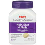 Hy-Vee Healthmarket, Extra Strength Hair, Skin & Nails 5000 Mcg Biotin Health & Beauty Support Dietary Supplement Tablets
