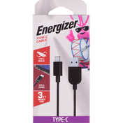 Energizer Cable, Type-C, Braided, 3 Feet