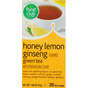 Food Club Green Tea, Honey Lemon Ginseng, Tea Bags