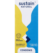 Sustain Condoms, Lubricated, Latex, Tailored Fit