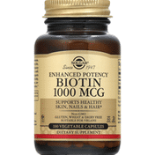 Solgar Biotin, Enhanced Potency, 1000 mcg, Vegetable Capsules