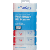 TopCare Pill Planner, Push Button, 7 Day, AM/PM, Extra Large