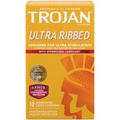 Trojan Stimulations Ultra Ribbed Spermicidal Condoms, Ct