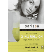 Parissa Body Sugar, Legs, Face & Bikini, 2 In 1 Roll-On, All Hair Types