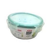OXO 7 Cup Turquoise Good Grips Snap Round Glass Container