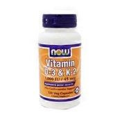 Now Vitamin D-3 1,000 Iu & K-2 45 Mcg Supports Bone Health, Plus Cardiovascular Support Dietary Supplement Veg Capsules