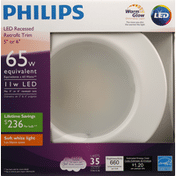 Philips Retrofit Trim, Recessed, LED, Soft White, 11 Watts, 5 Inch or 6 Inch