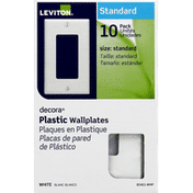 Leviton Wallplates, Plastic, White, Standard, 10 Pack