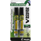 Pilot Dry Erase Markers, Black Ink, Premium, Medium Chisel Tip