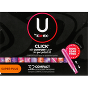 U by Kotex Click Compact Tampons, Super Plus Absorbency, Unscented