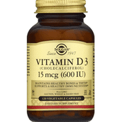 Solgar Vitamin D3, 15 mcg, Vegetable Capsules