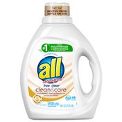 all Liquid Laundry Detergent Free Clear, Clean & Care with Vitamin E, 49 Total Loads
