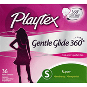Playtex Tampons, Plastic, Super Absorbency, Fresh Scent