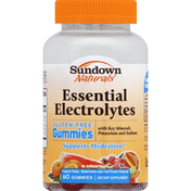 Sundown Essential Electrolytes, Gluten-Free Gummies, Tropical Punch, Watermelon and Fruit Punch Flavored