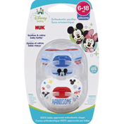 NUK Pacifiers, Orthodontic, Silicone, 6-18M