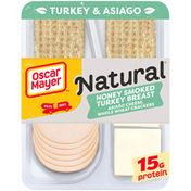 Oscar Mayer Meat & Cheese Snack Plate Lunch with Honey Smoked Turkey, Asiago Cheese & Whole Wheat Crackers