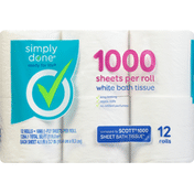 Simply Done Bath Tissue, White, 1-Ply