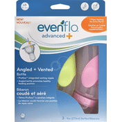 Evenflo Bottles, Angled + Vented, Advanced +, 9 oz, 1 (0-3 M)