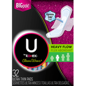 U by Kotex CleanWear Ultra Thin Pads with Wings, Heavy Flow, Unscented