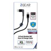 Zgear Lightning/C 90 Degree Fast Charge Braided Cable with EnduraTech