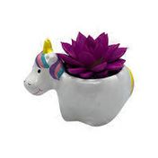 Unicorn Ceramic With Painted Succulent