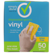 Simply Done Disposable Vinyl Gloves, One Size Fits Most