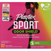 Playtex Tampons, Plastic, Super, Unscented, Odor Shield