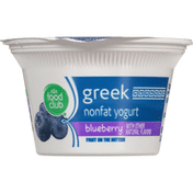 Food Club Yogurt, Nonfat, Blueberry, Greek