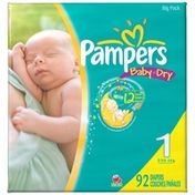 Pampers Baby Dry Big Pack Size 1 Diapers