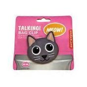 Kikkerland Ata Retail Talking Cat Bag Clip - Grey