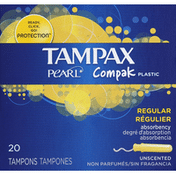 Tampax Tampons, Plastic, Regular Absorbency, Unscented