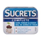 Sucrets (CN) Sucrets Complete Mal De Gorge Et Toux Pastilles Cerise Vapeur - 18 CT, Sucrets Complete Sore Throat & Cough Vapor Cherry - 18 CT