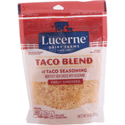Lucerne Shredded Cheese, Finely, Taco Blend with Taco Seasoning